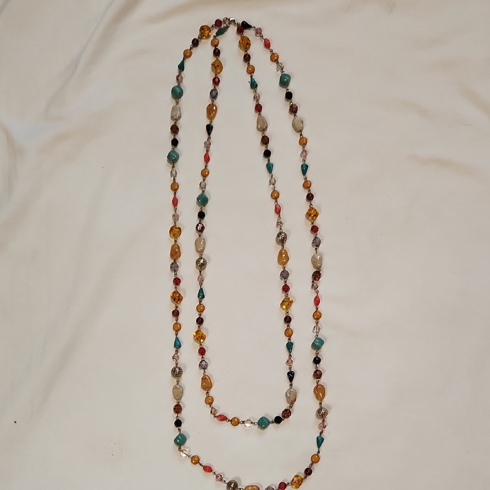 V i n t a g e  | Crystal Glass Colorful Beaded | Necklace 40+" Gift bag included